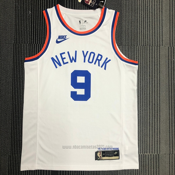 Camiseta New York Knicks RJ Barrett #9 75th Anniversary Blanco